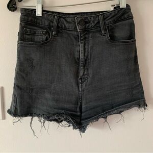 Paradise Mine Black Denim Super High Ride Shorts Women’s 28 Aritzia